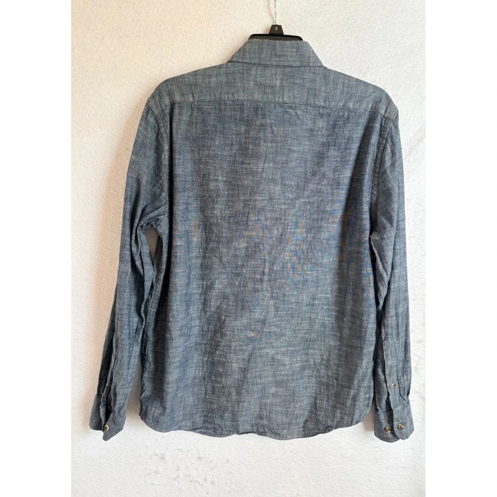 Banana Republic Mens Slim Untucked Blue Chambray Button Down Shirt Medium Cotton